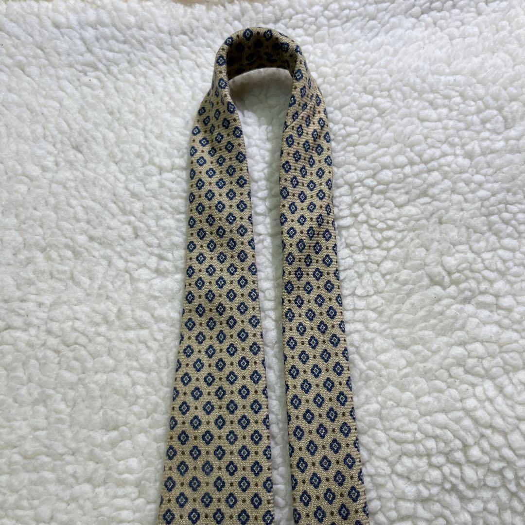 【極美品✨】マズーロ パターン柄 ウールタイ カシミヤ100% 黄青 イタリア製