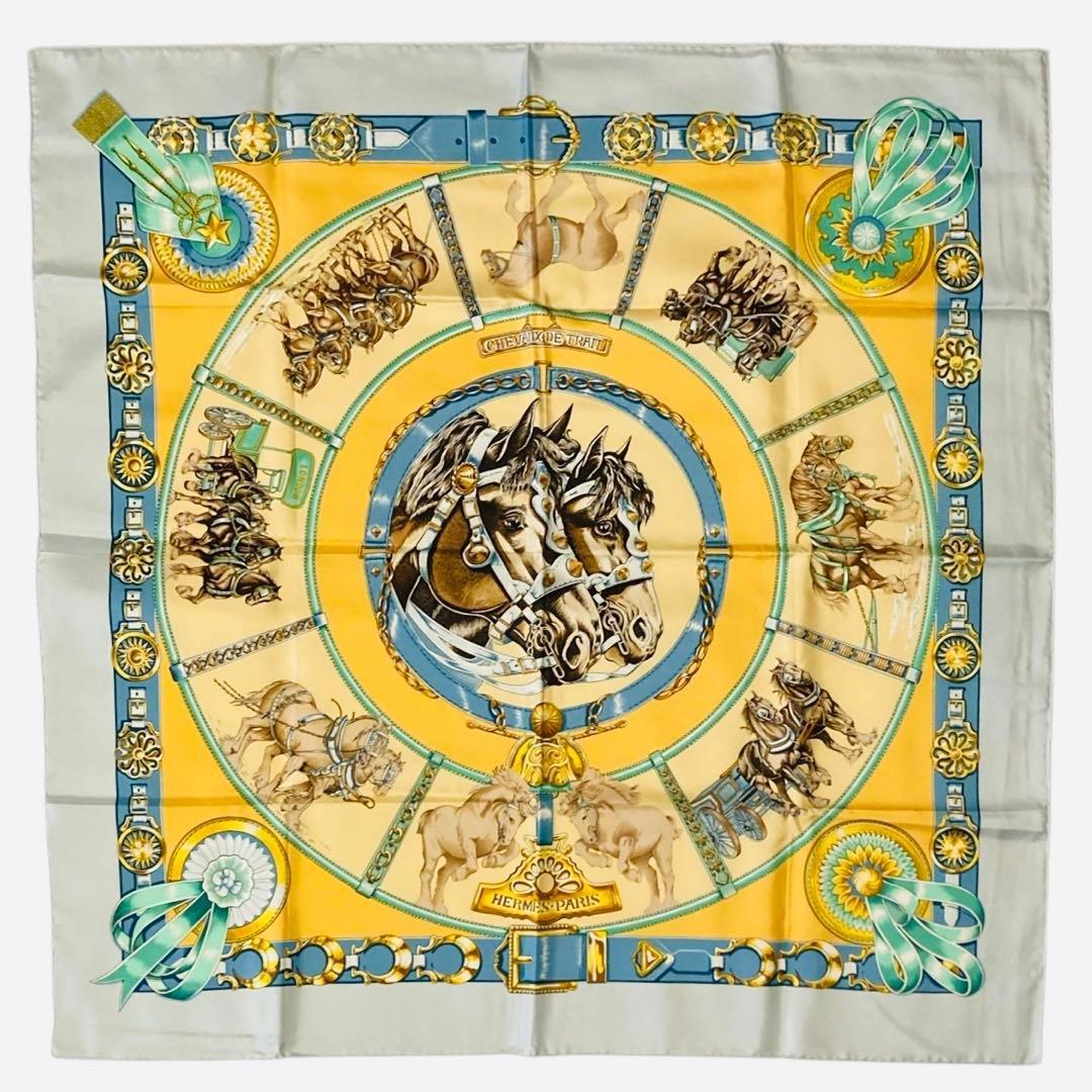 【美品】✨エルメス カレ90 Cheval de Trait 輓馬 箱付き