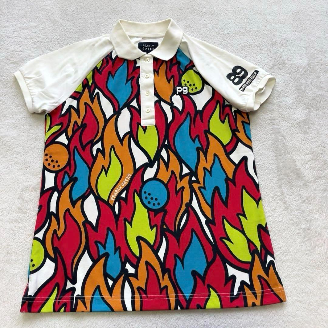美品　近年　パーリーゲイツ セットアップ 　ポロシャツ　スカート　FIRE柄