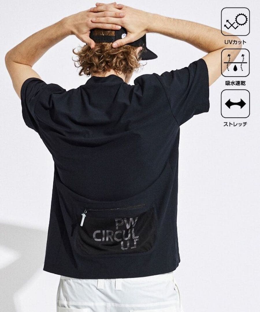 PW CIRCULUS メッシュポケットモック Tシャツ ブラック 黒 半袖