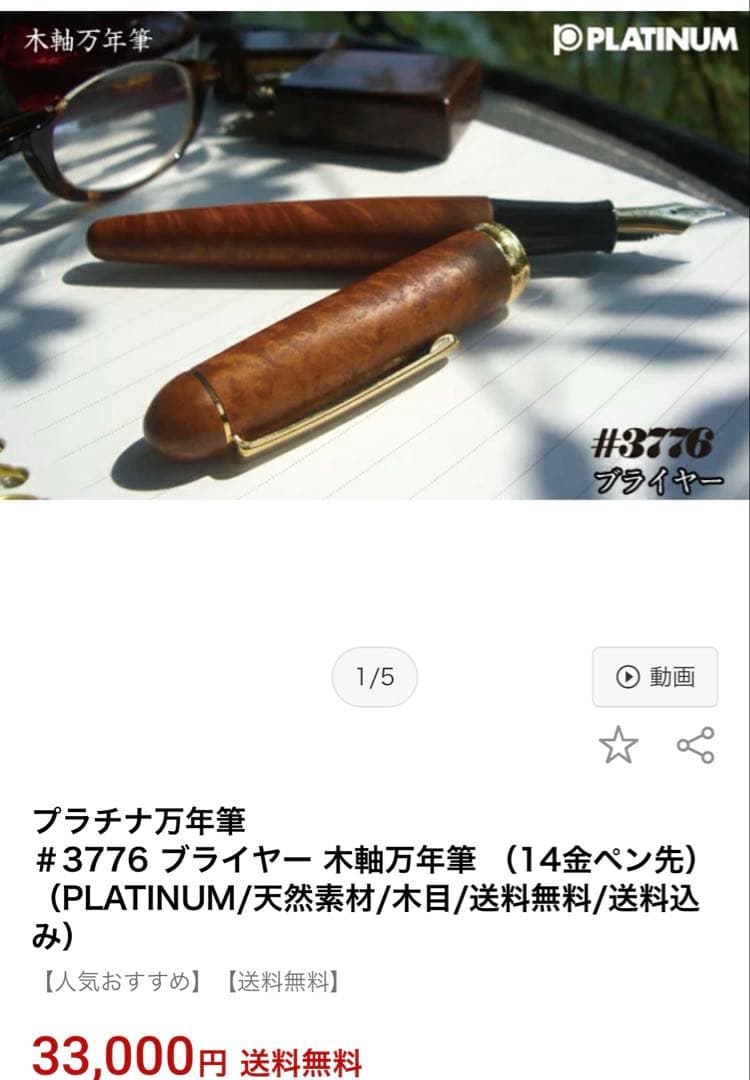 レア⭐︎プラチナ万年筆 #3776ブライヤー 中字