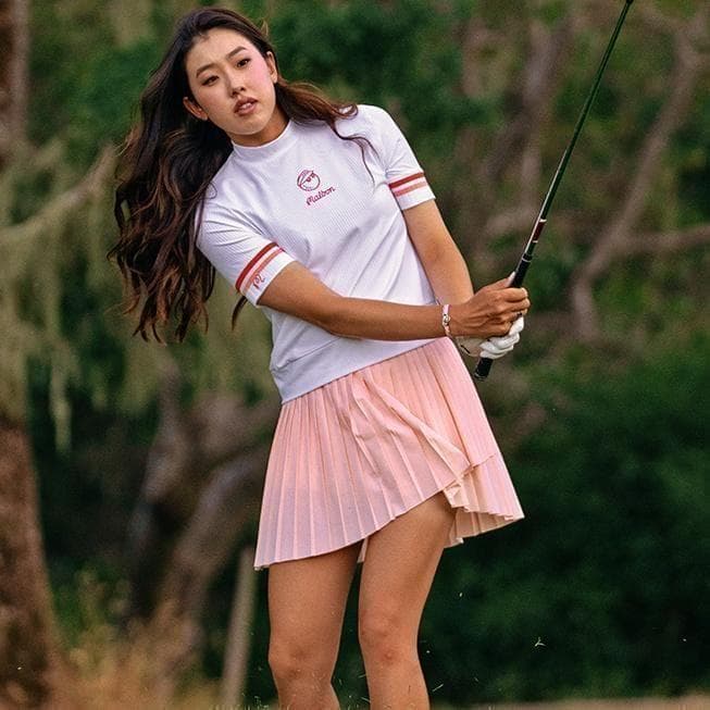 白M マルボンゴルフ モックネック シャツ Malbon Golf ハーフジップ