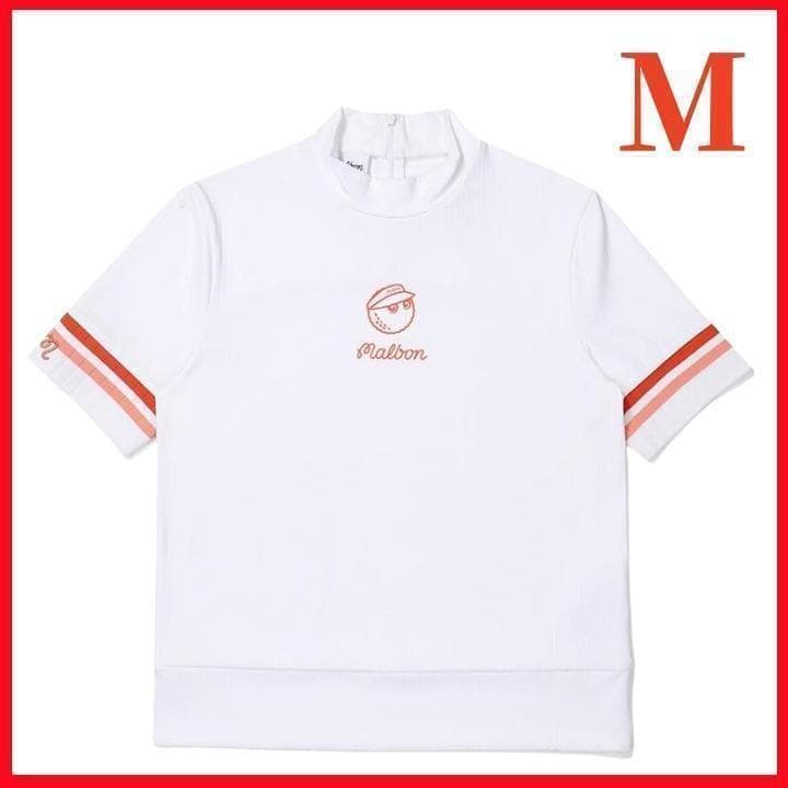 白M マルボンゴルフ モックネック シャツ Malbon Golf ハーフジップ