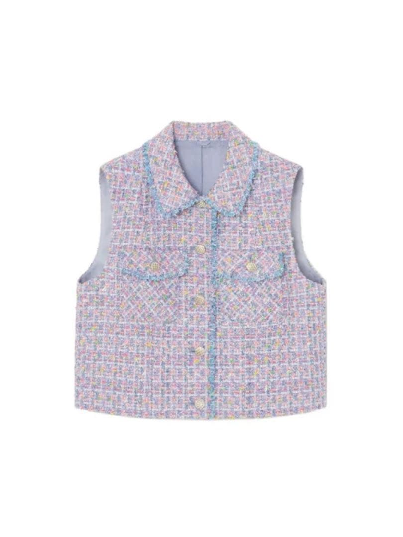 ANAYI 97,900円24S/S フィルムラメツイードステンカラージレ