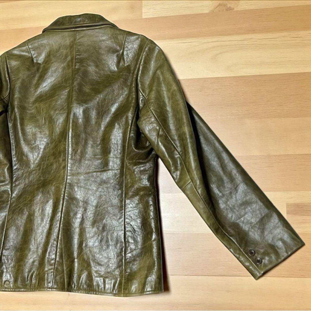 GAP オールドギャップ　レザーテーラードジャケット　希少色　オリーブ　M