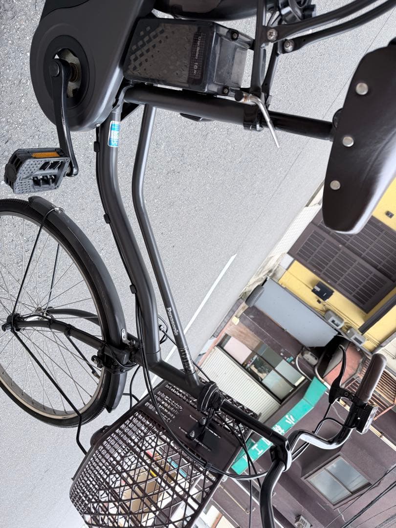 大阪府　パナソニック　電動アシスト自転車 グレー 前カゴ付き