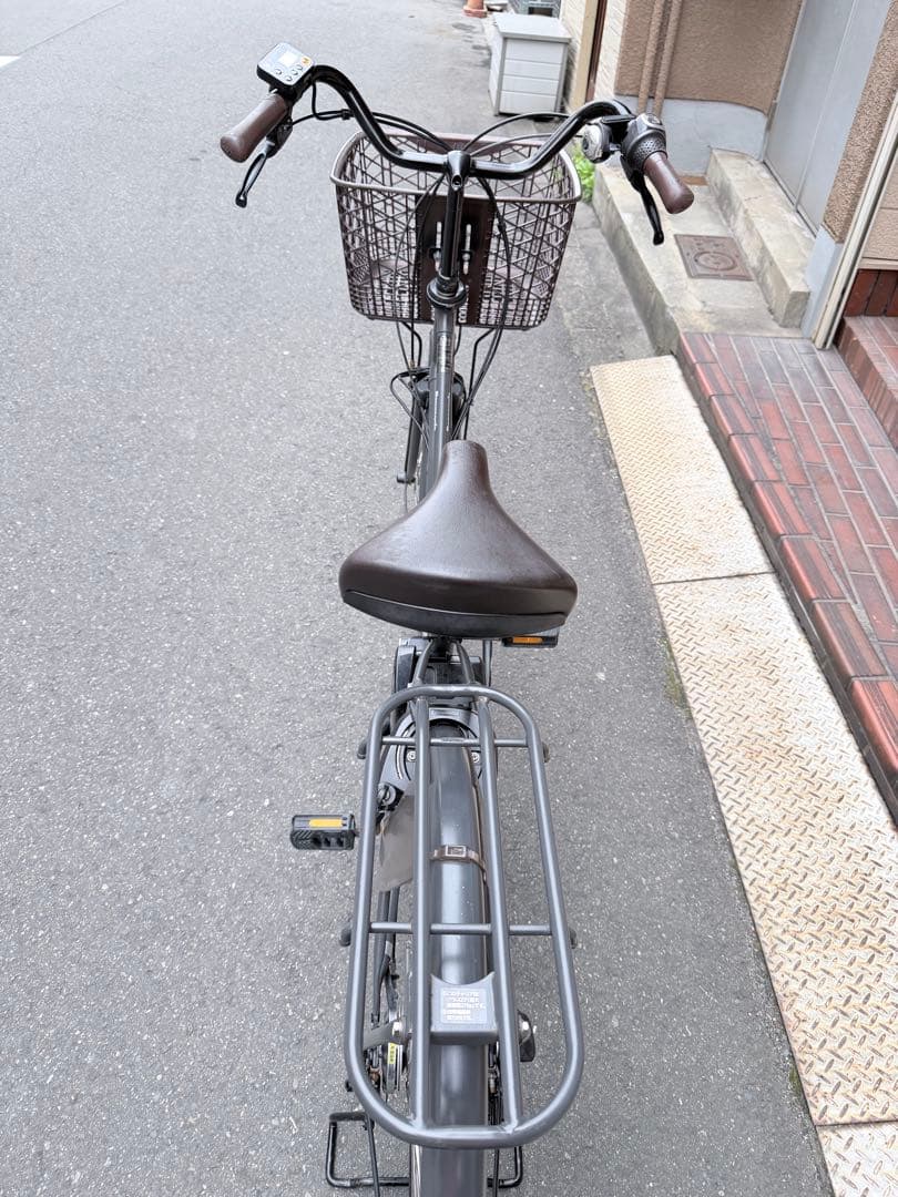 大阪府　パナソニック　電動アシスト自転車 グレー 前カゴ付き
