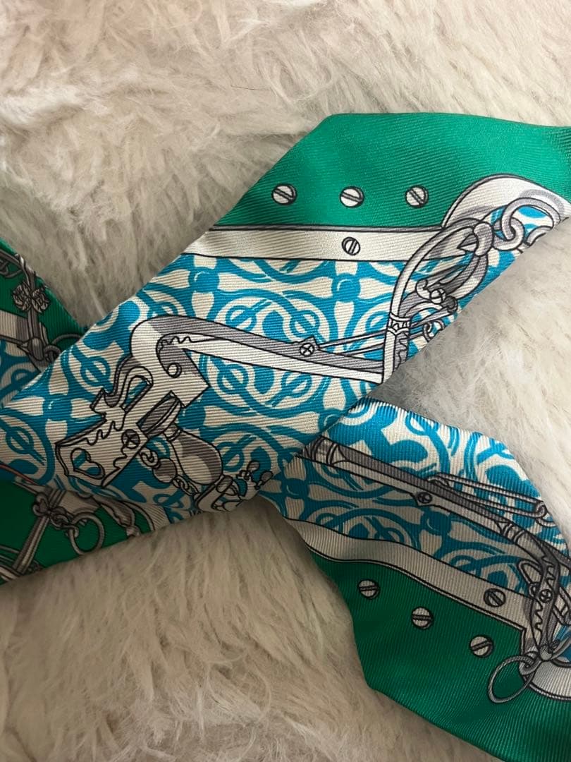 【極美品】エルメス ツイリー モール・エ・グルメット・リミックス グリーン