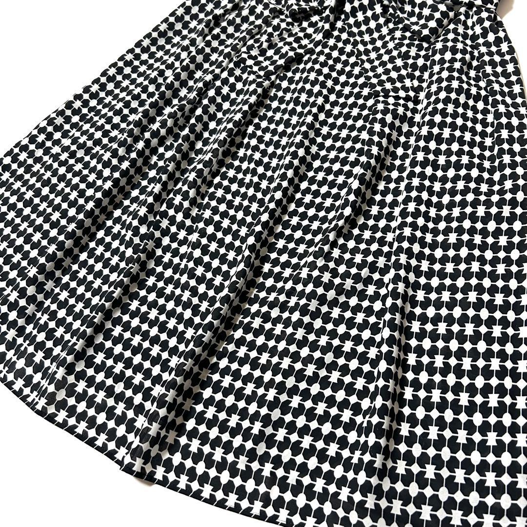 【美品】ポールスチュアート　八分袖　ワンピース　総柄　リボン　キャミソール付　6