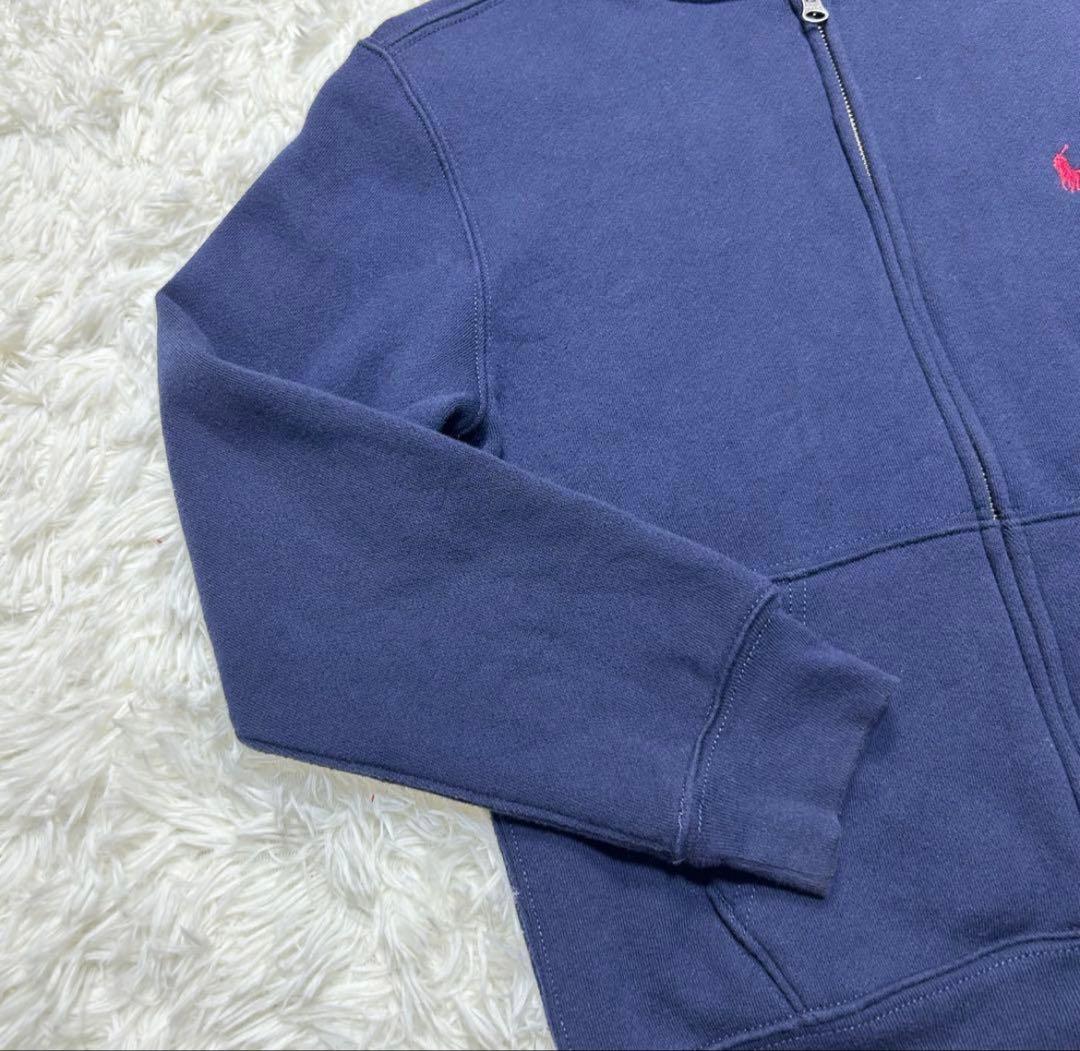 極上品 ポロラルフローレン パーカー ジップアップ スモールポニー ネイビー 赤