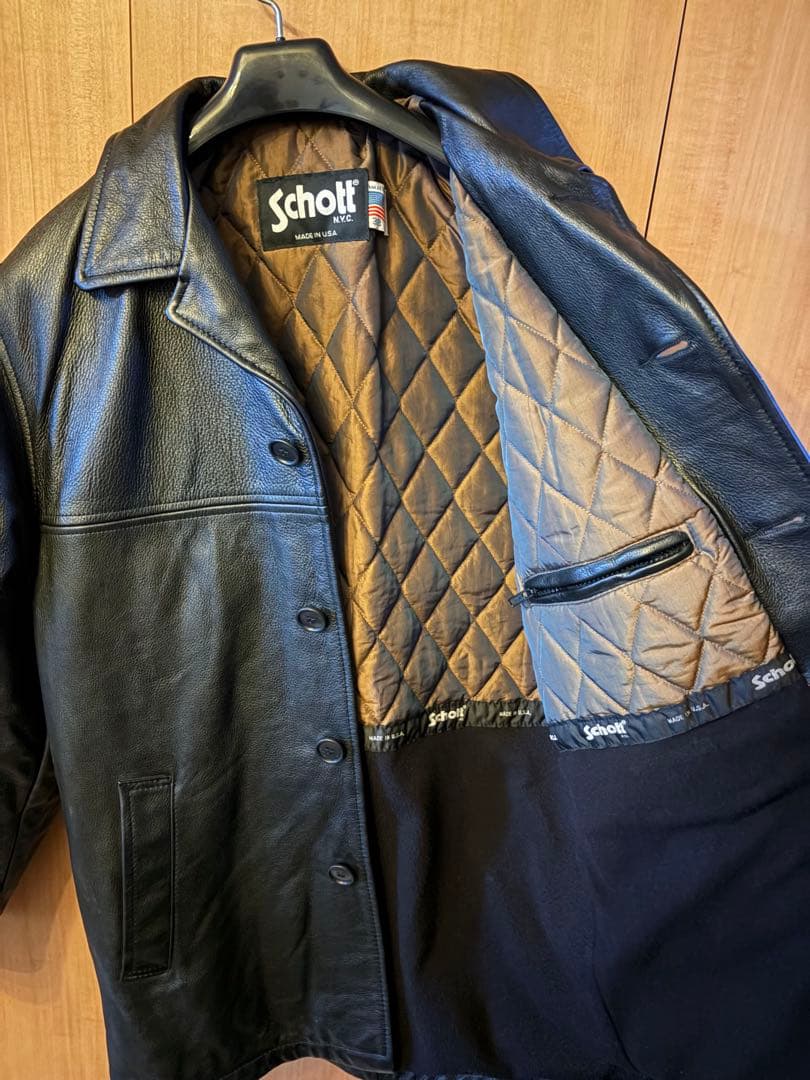 Schott ショット レザージャケット カーコート L XL 黒 USA