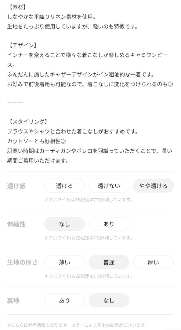 タグ付き natural by clip リネンキャミワンピース カーキ フリー