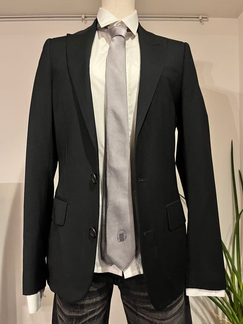 Dior homme ディオールオム　グレー ヘッドフォン刺繍 ネクタイ　エディ