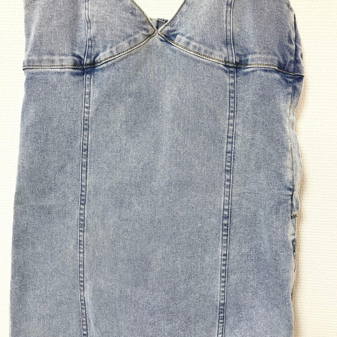 極美品　ラウンジドレス　デニムキャミワンピ　サロペットスカート ブルー系