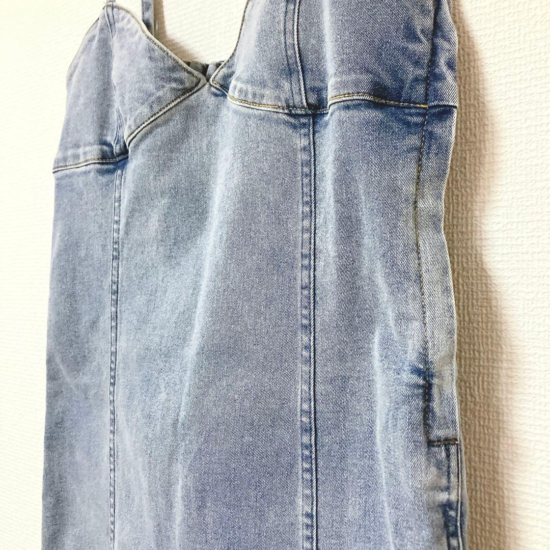 極美品　ラウンジドレス　デニムキャミワンピ　サロペットスカート ブルー系