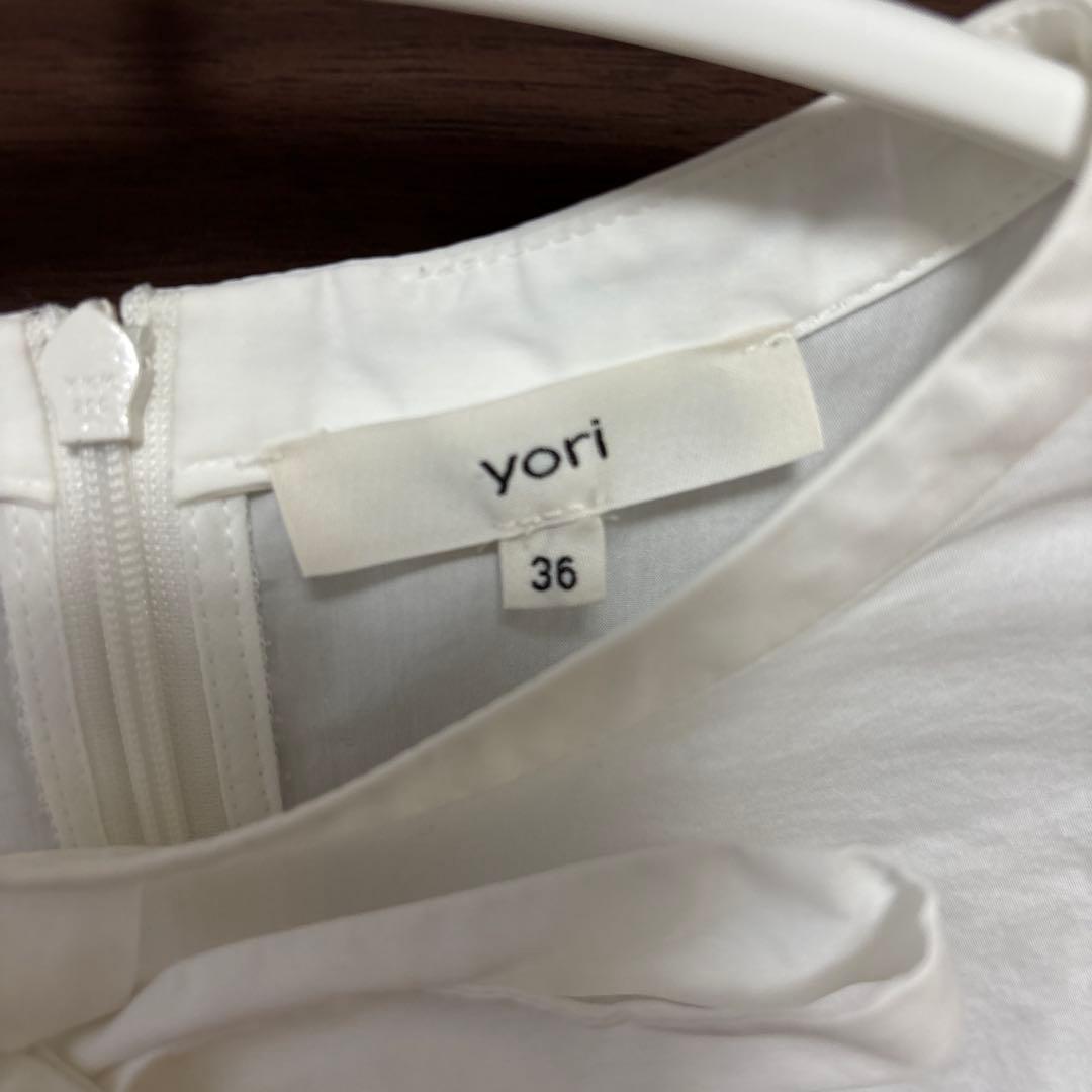 yori ヨリ　サイドギャザーブラウス　ブラウス　リボン　ホワイト　36