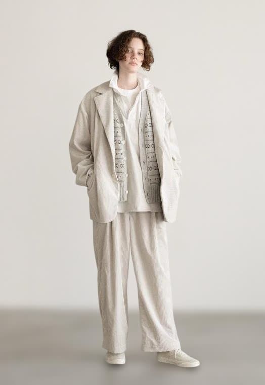 24AW TOUJOURS トゥジュー　ダブルブレストサックジャケット 白