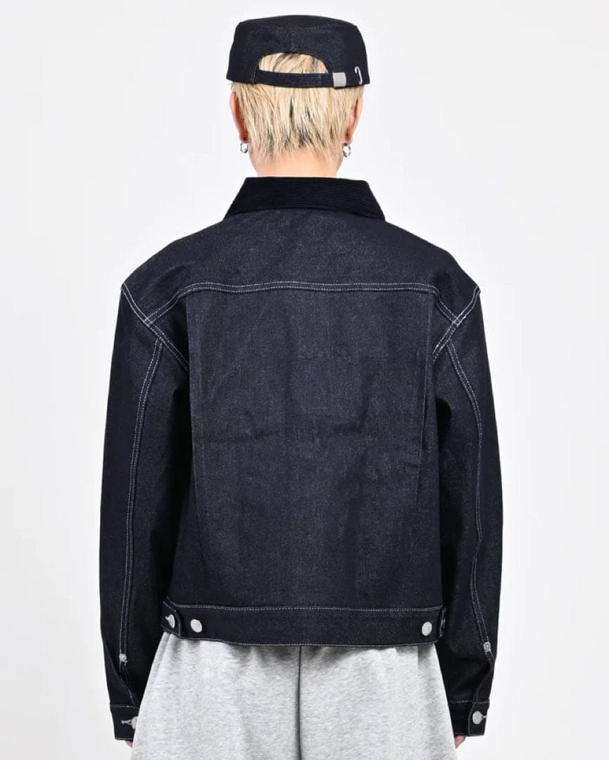 L2155コーデュロイカラーリジットデニムジャケットXL（navy）地底人