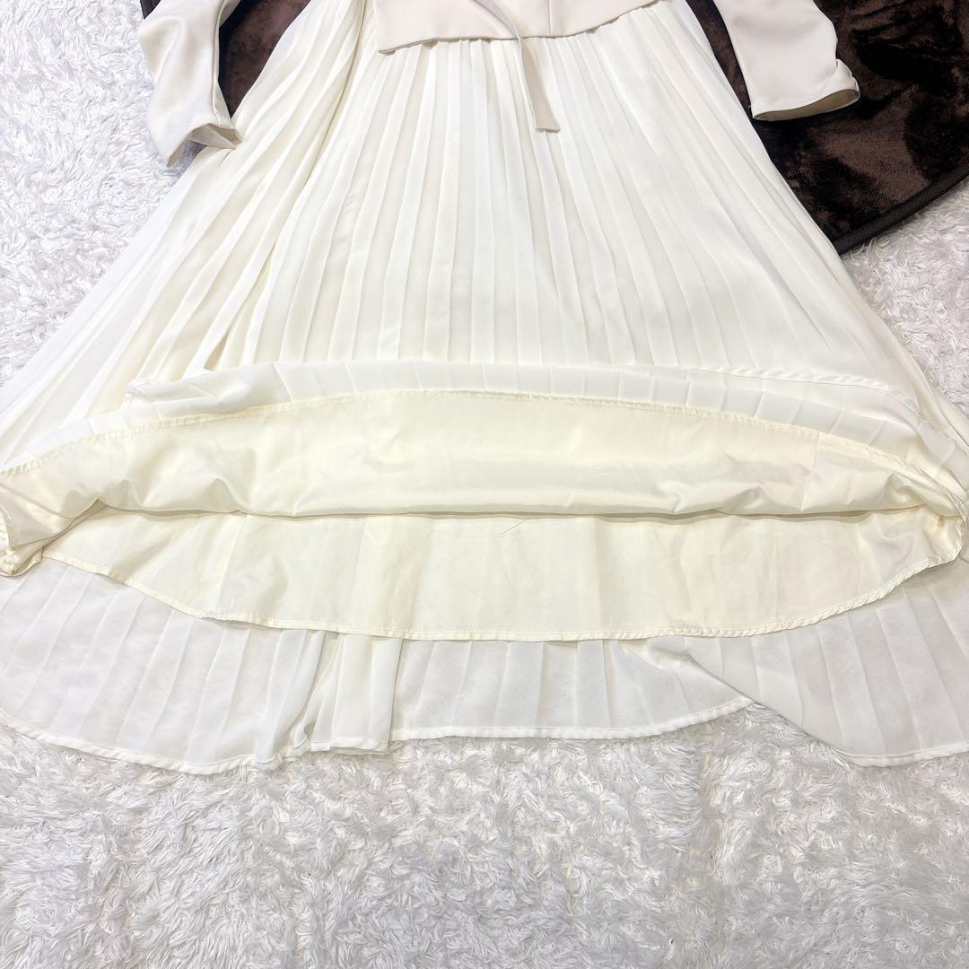 ロイヤルパーティ ロング ワンピース ホワイト プリーツ ベルト フリーサイズ