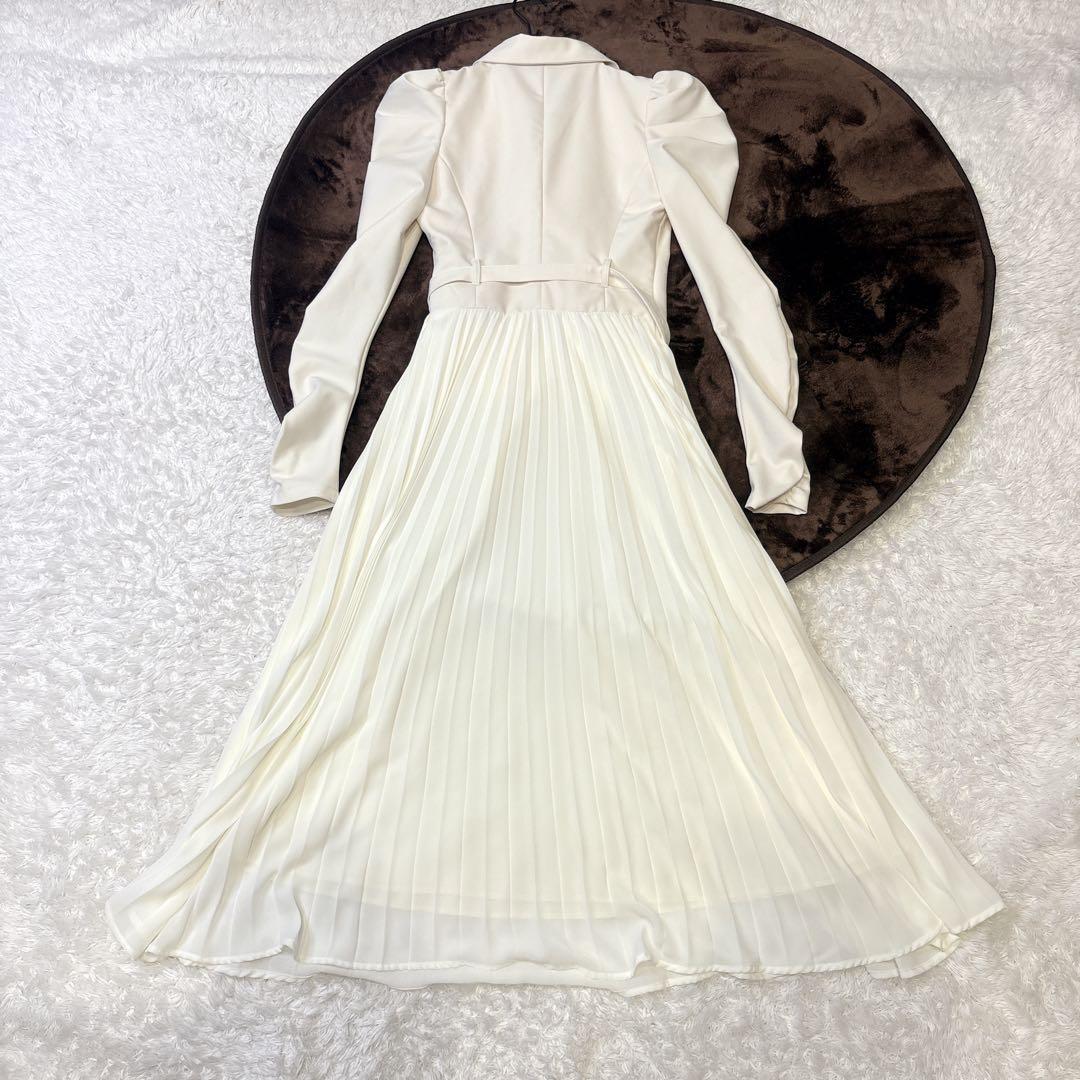 ロイヤルパーティ ロング ワンピース ホワイト プリーツ ベルト フリーサイズ