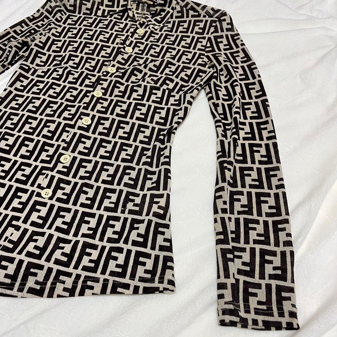 モンブラン✨FENDI フェンディ　薄手長袖シャツ　ズッカ柄　レディース