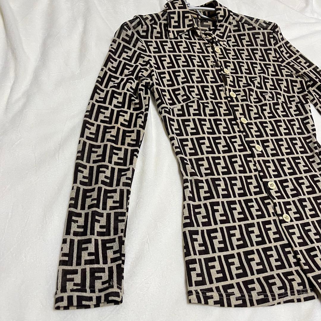 モンブラン✨FENDI フェンディ　薄手長袖シャツ　ズッカ柄　レディース