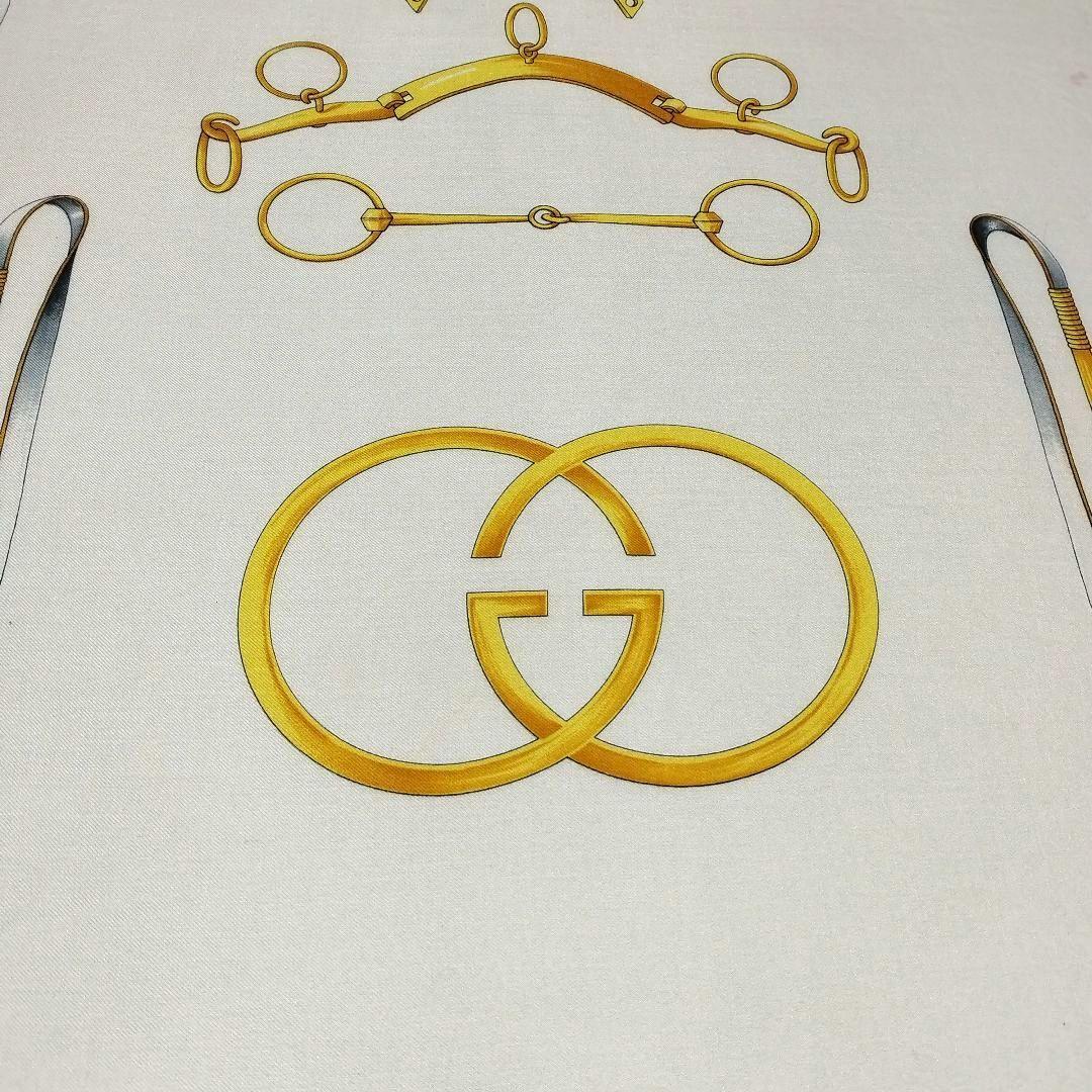 【希少品】GUCCI オールドグッチ　馬具柄　大判スカーフ　ウール　シルク