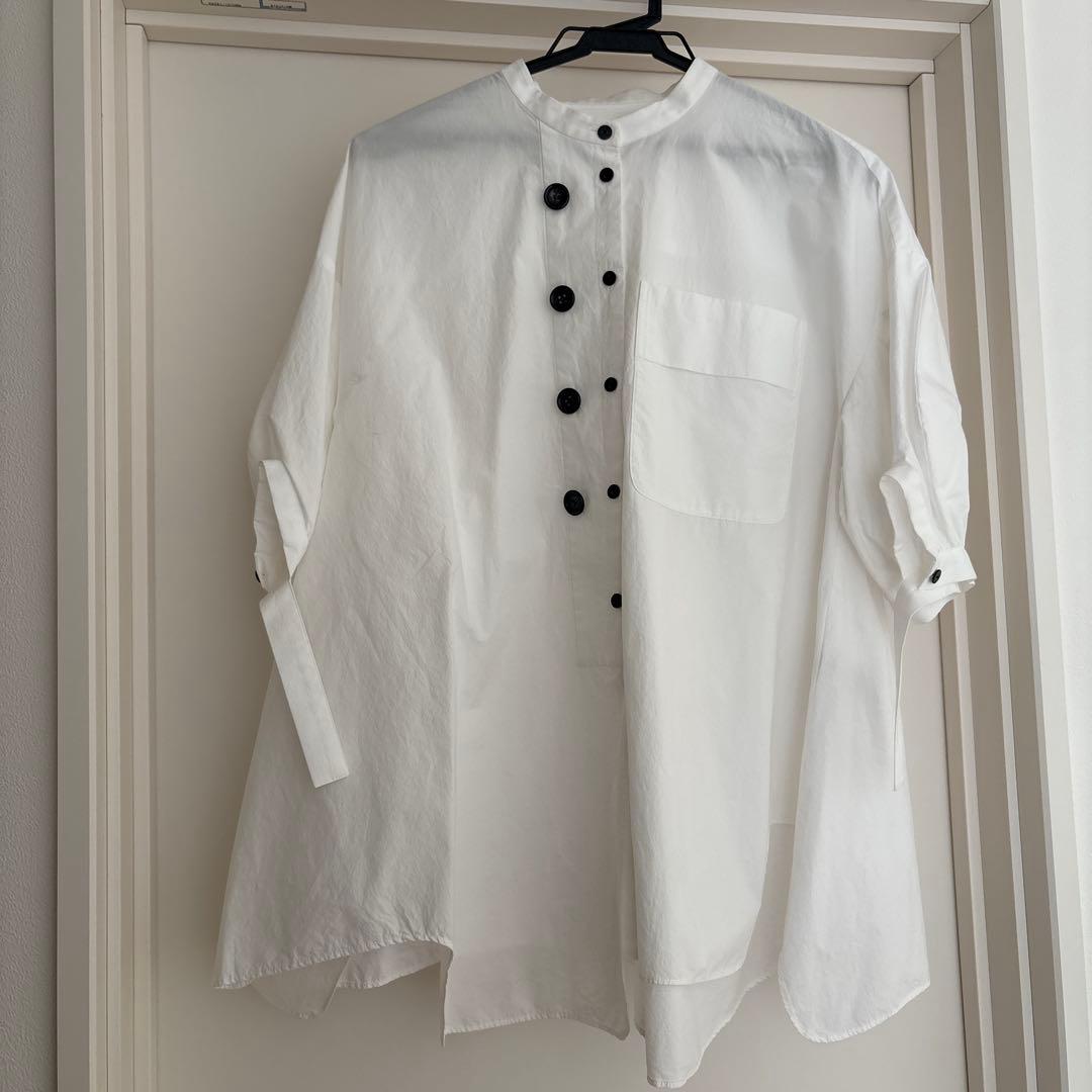 ENFOLD Washedタイプライター Wave hem SH/シャツ