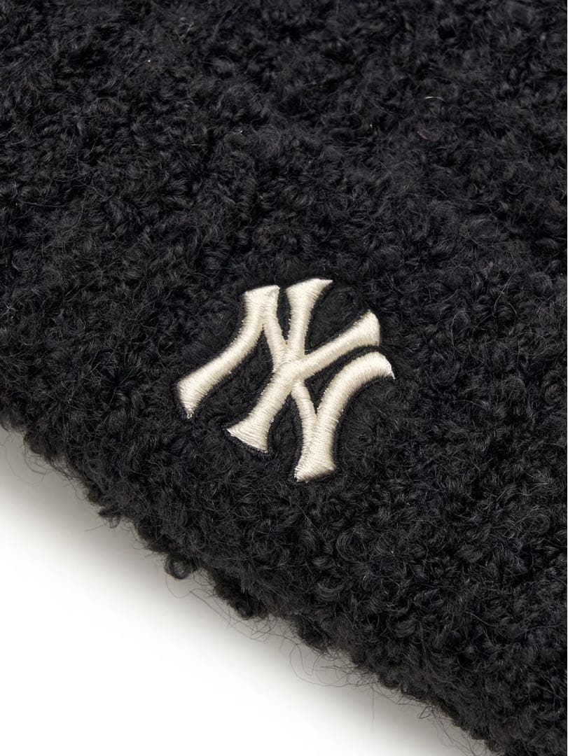 韓国限定 MLB 猫耳ニット帽 ビーニー 黒 aespa カリナ着用