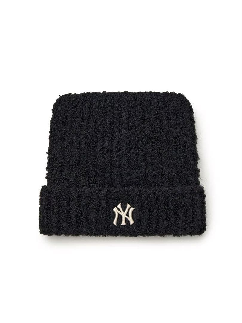 韓国限定 MLB 猫耳ニット帽 ビーニー 黒 aespa カリナ着用