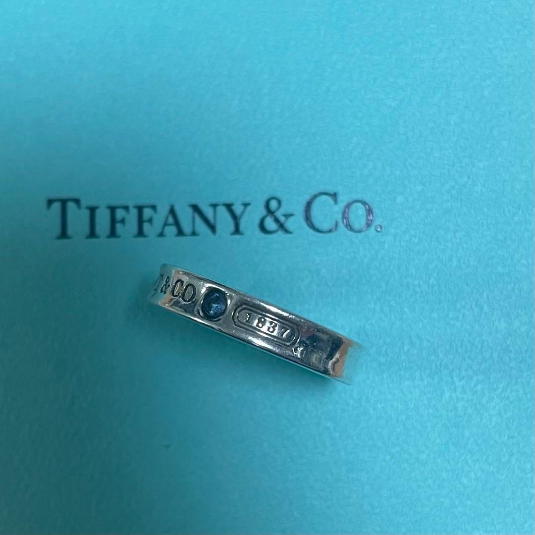TIFFANY&Co.1837ナローリングモンタナサファイア2石　10号