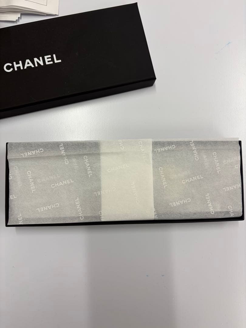 【美品】CHANEL シルク ツイルスカーフ 黒