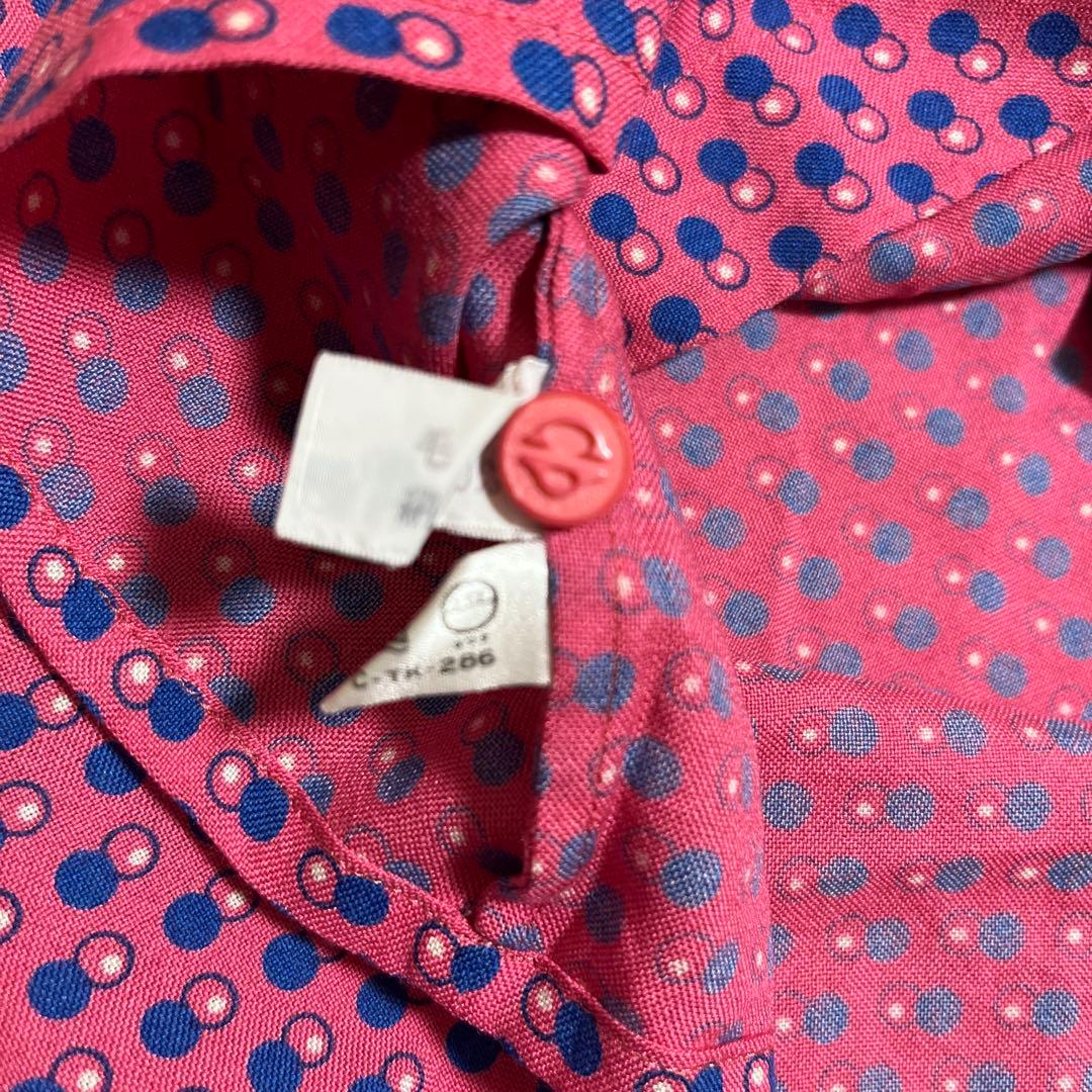 シルク40%★ Christian Dior ドット×ピンク　ブラウス Ｍサイズ
