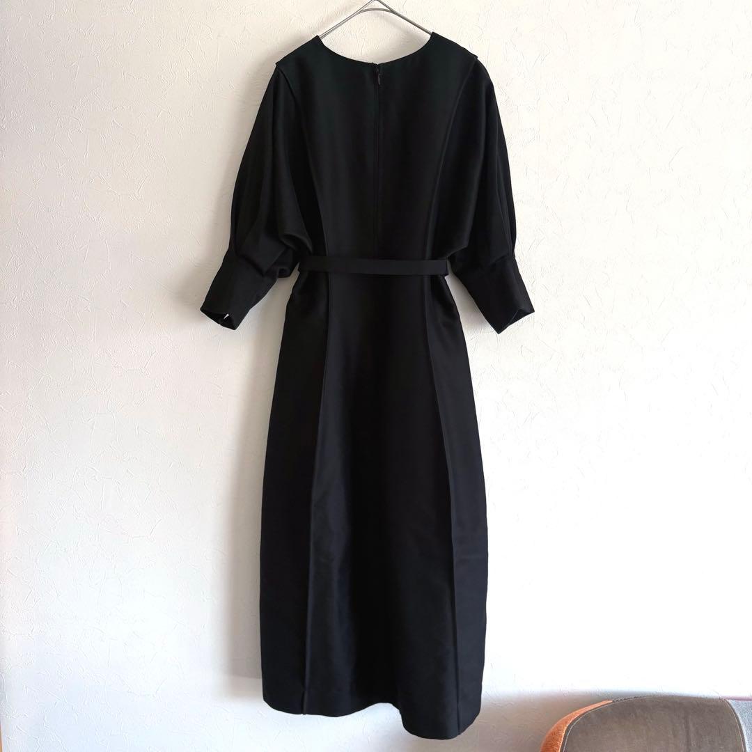 美品 ESTNATION エストネーション ダブルクロスVネックワンピース 黒