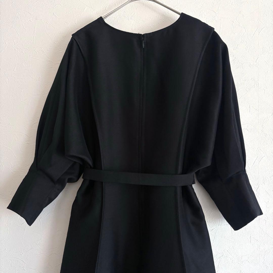 美品 ESTNATION エストネーション ダブルクロスVネックワンピース 黒