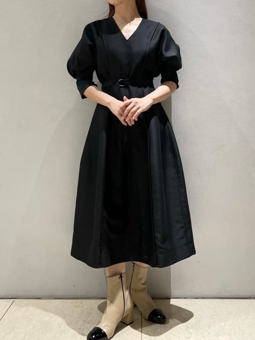 美品 ESTNATION エストネーション ダブルクロスVネックワンピース 黒
