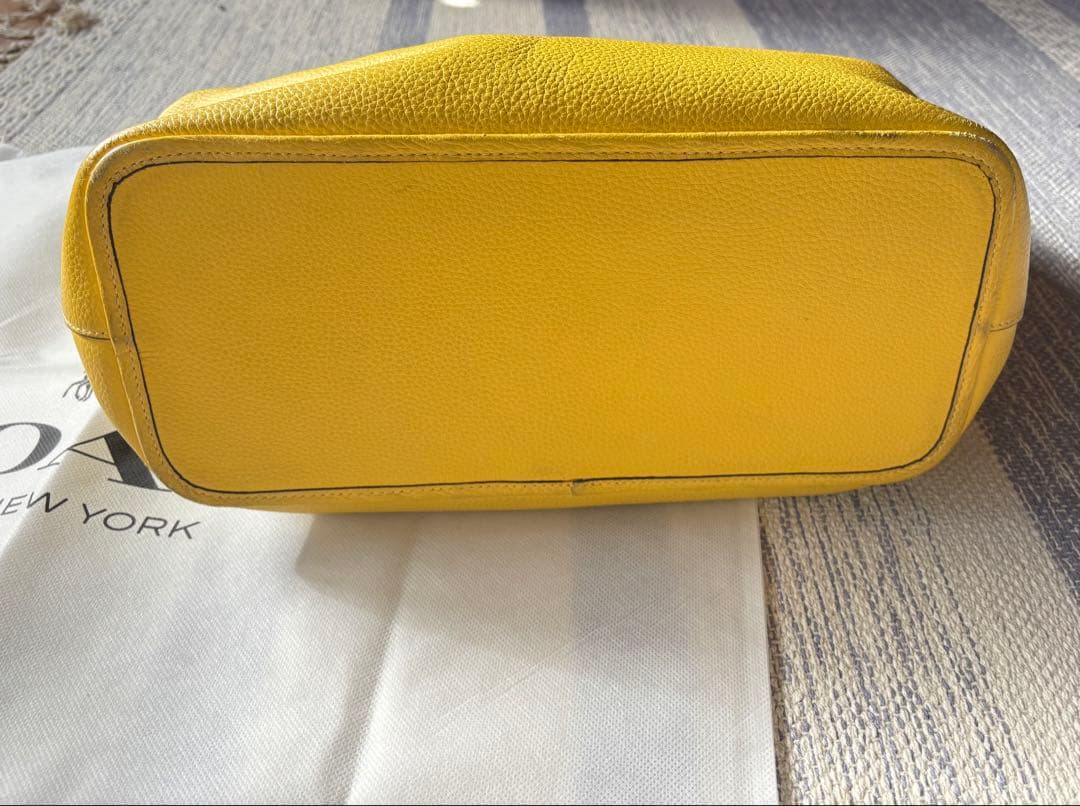 COACH コーチ レザートートバッグ メンズ イエロー A4収納可 保存袋付き