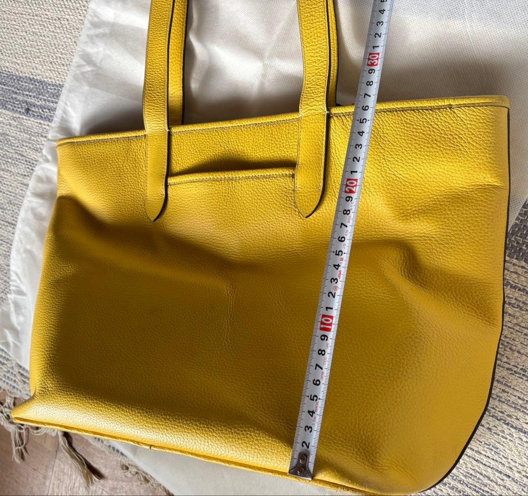 COACH コーチ レザートートバッグ メンズ イエロー A4収納可 保存袋付き