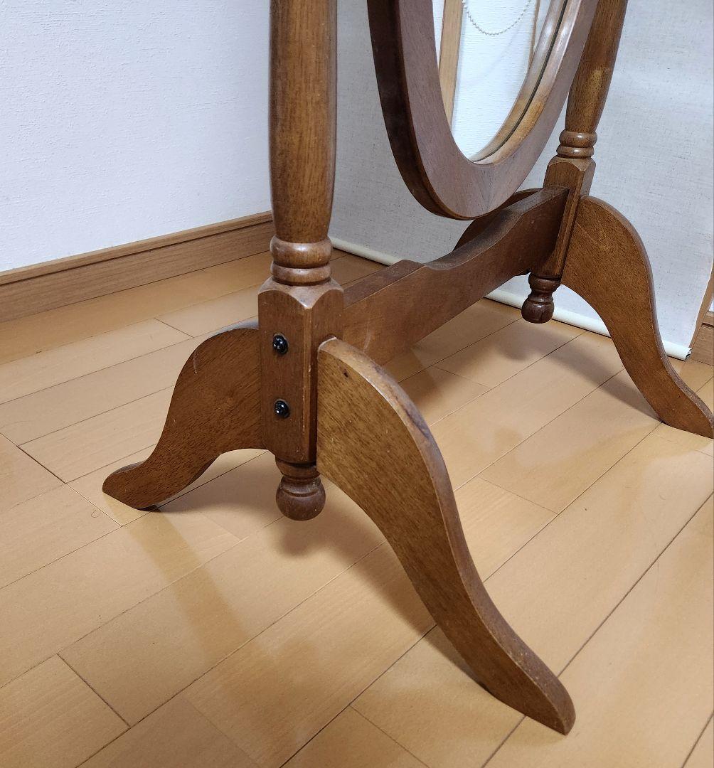 と*た様 アンティーク木製オーバルスタンドミラー 【高さ約160cm】ヴィンテー