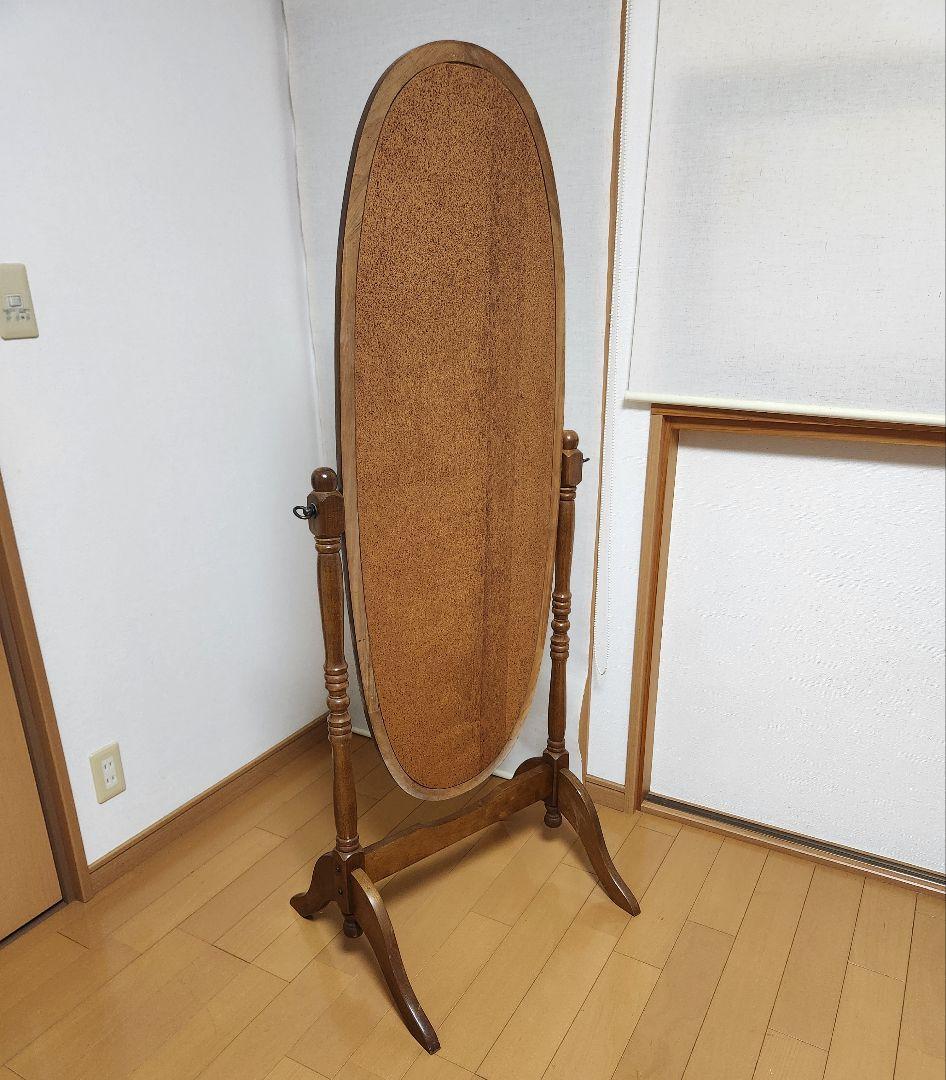 と*た様 アンティーク木製オーバルスタンドミラー 【高さ約160cm】ヴィンテー