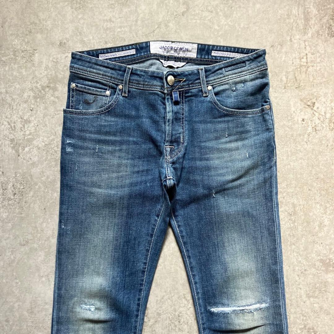 JACOB COHEN J622 32 ヤコブコーエン デニム ダメージ加工 青