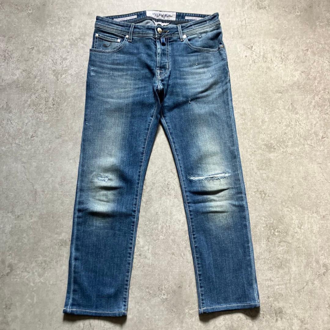 JACOB COHEN J622 32 ヤコブコーエン デニム ダメージ加工 青