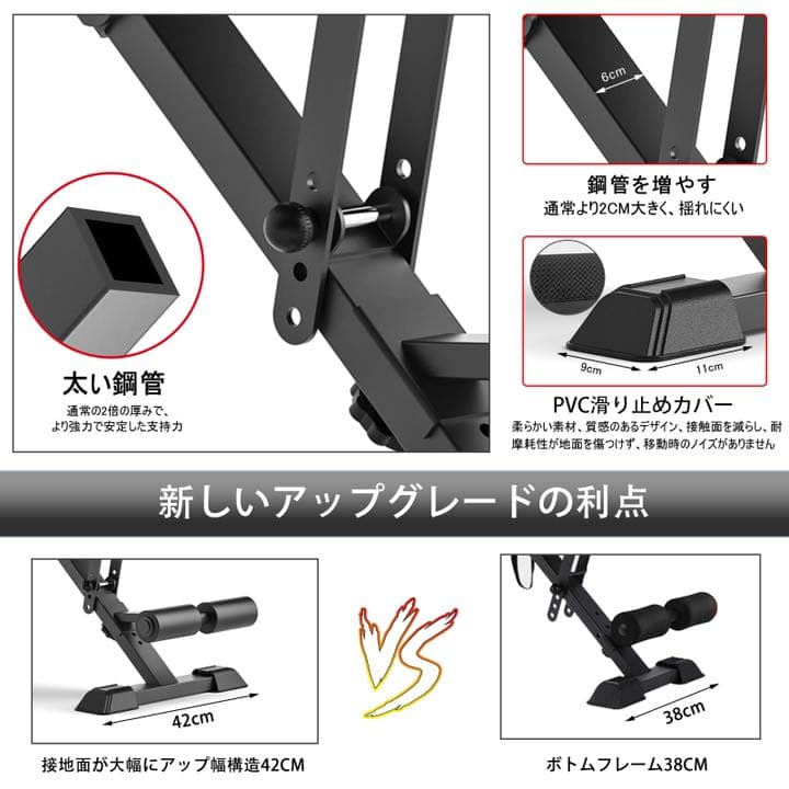 デクラインベンチ 8段階調節 折り畳み トレーニングベンチ