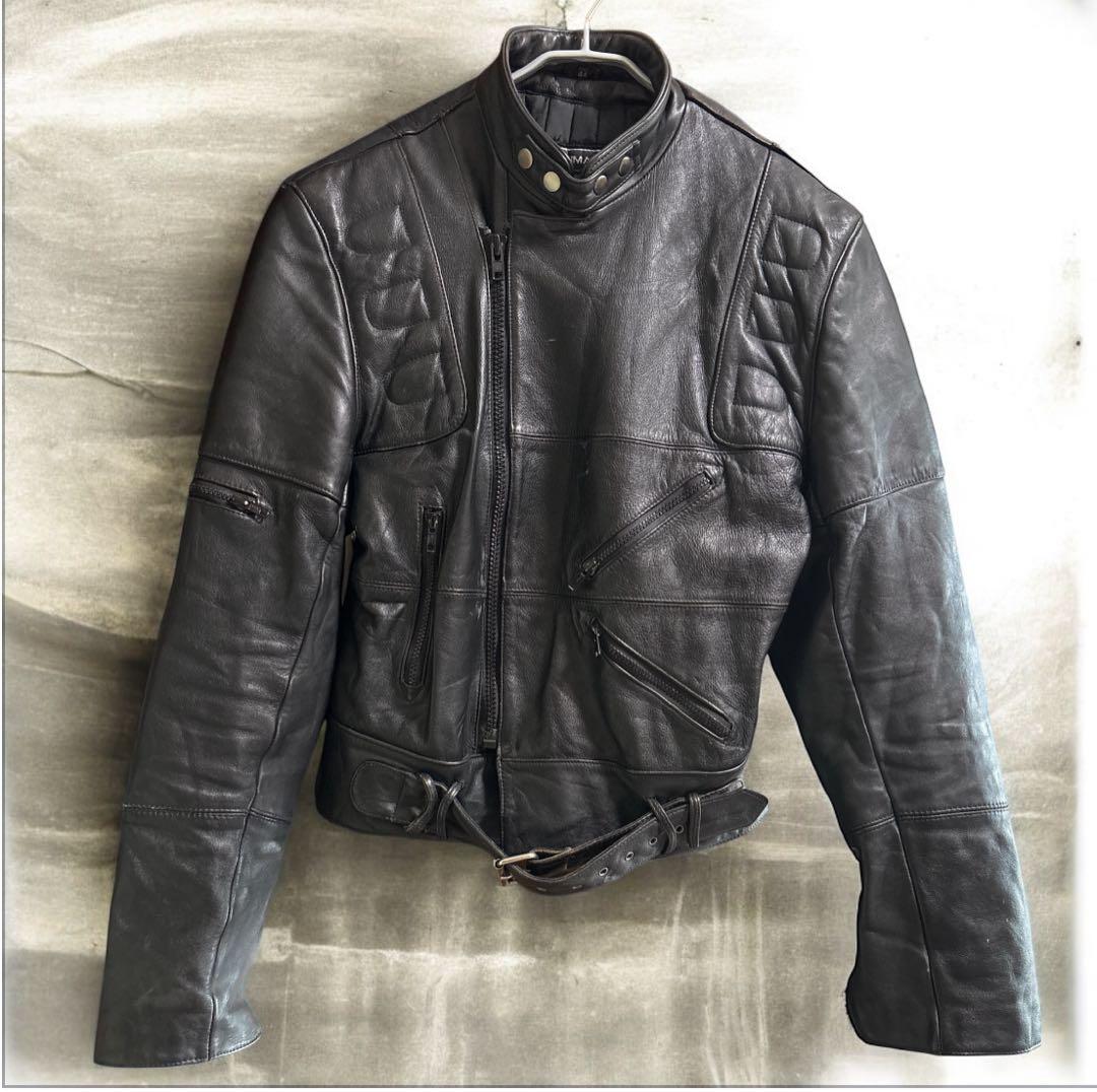 STEINMARK本革 パデッドライダースジャケト ベルト付き44