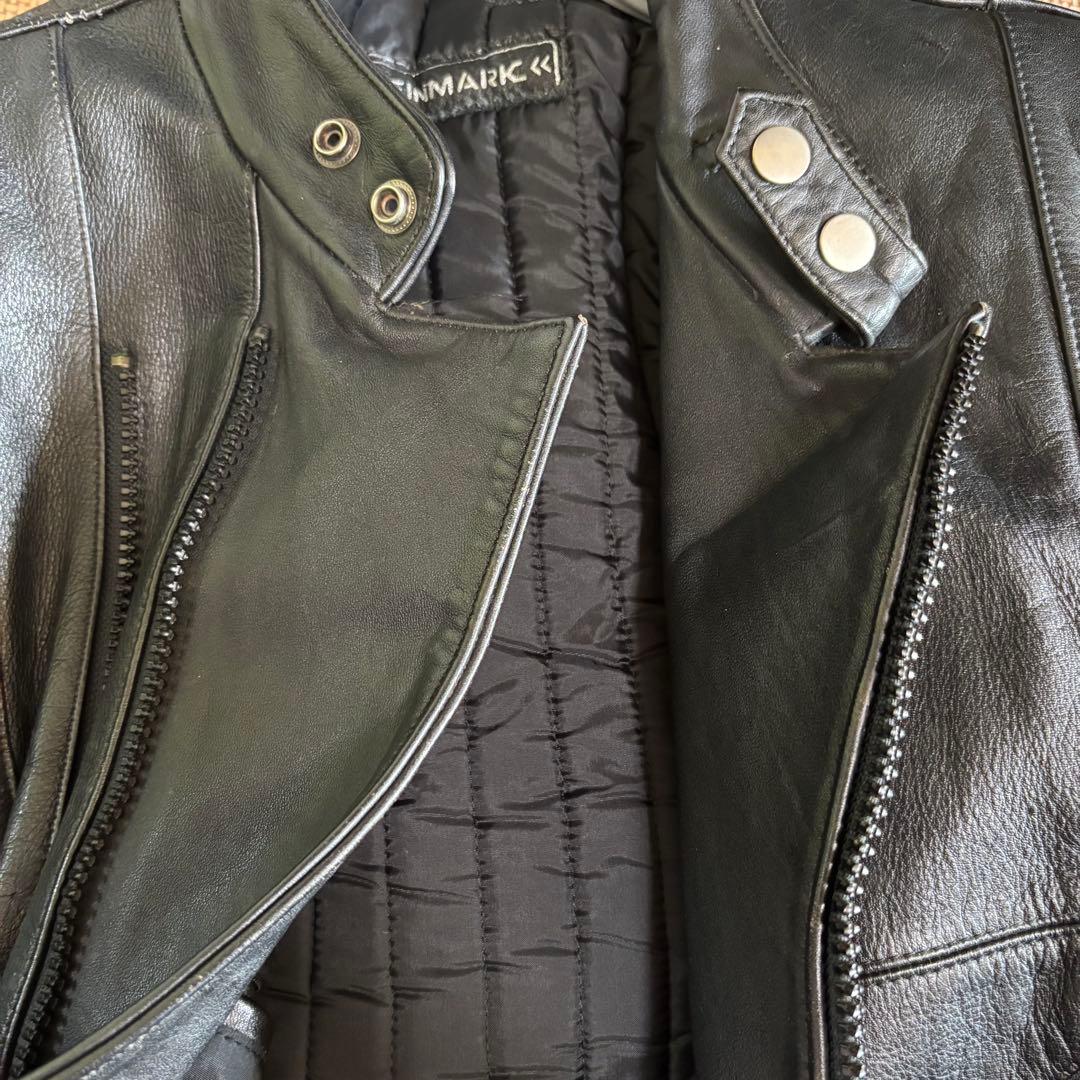 STEINMARK本革 パデッドライダースジャケト ベルト付き44