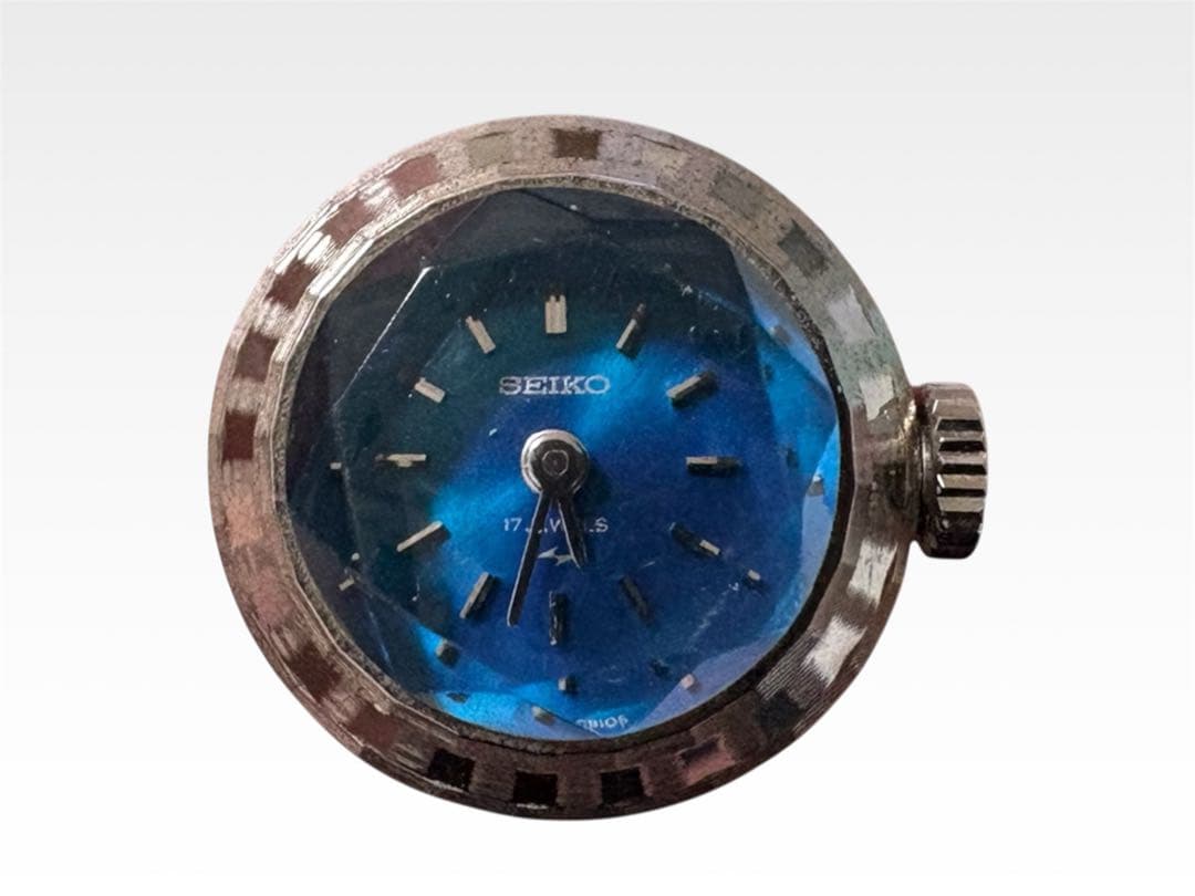 60s SEIKO リングウォッチ Blue 手巻き 11-0290 稼働品