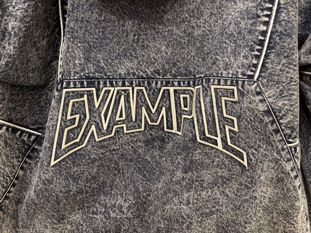 EXAMPLE デニムフーディー グレー