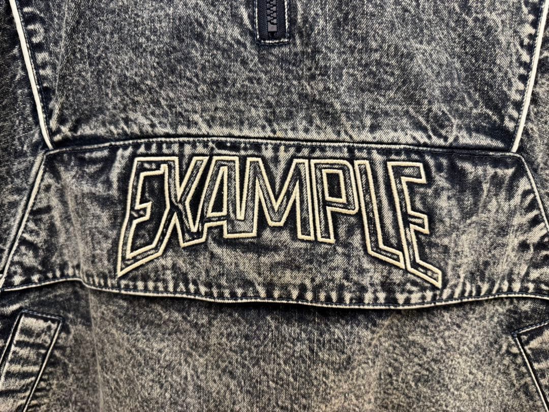 EXAMPLE デニムフーディー グレー