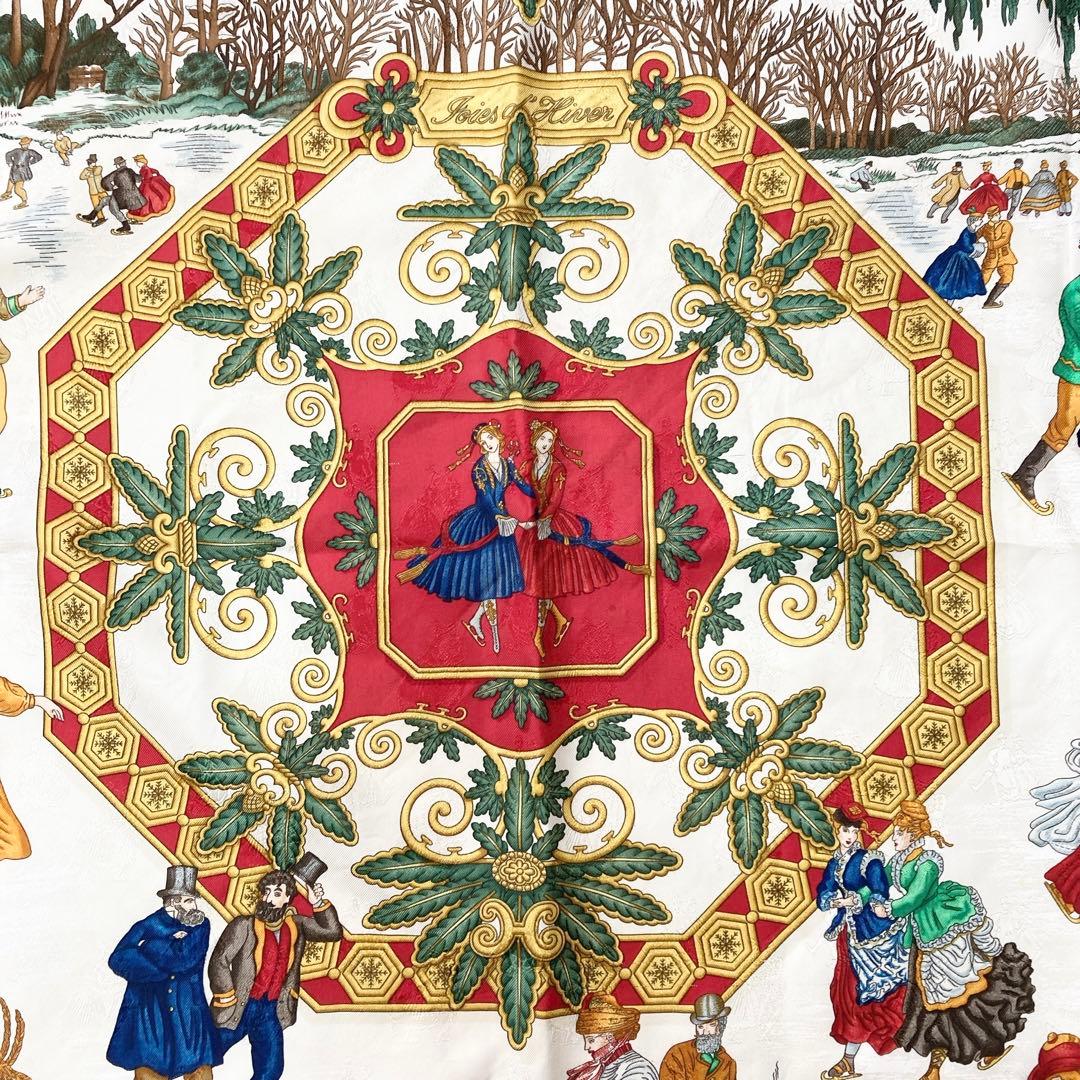 HERMES カレ 90 Joies d'Hiver 冬の愉しみ スカーフ
