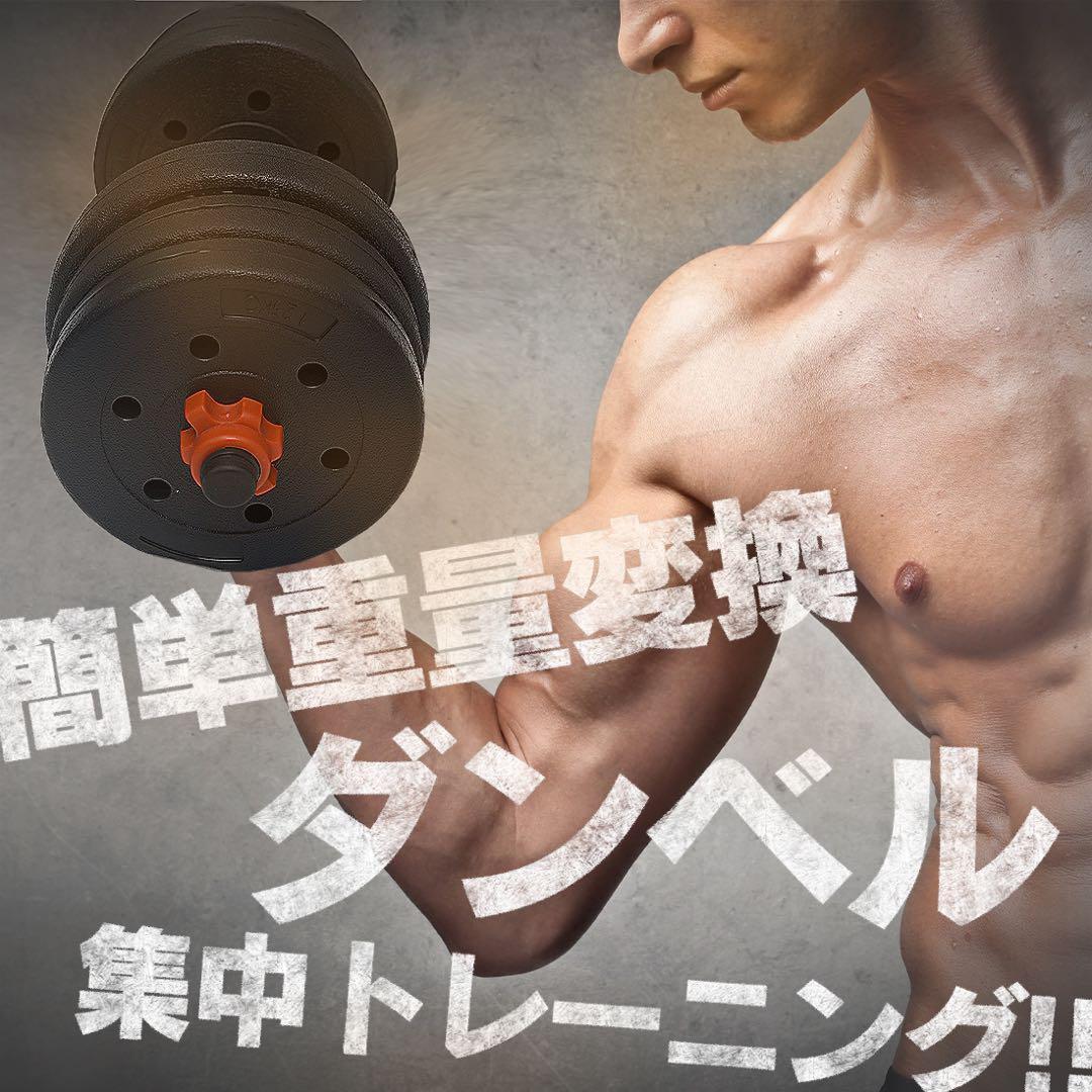 合計40kg｜バーベルにもなるダンベル／20kg×2個セット 可変式プレートa6